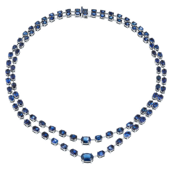 double oval shape sapphire necklace