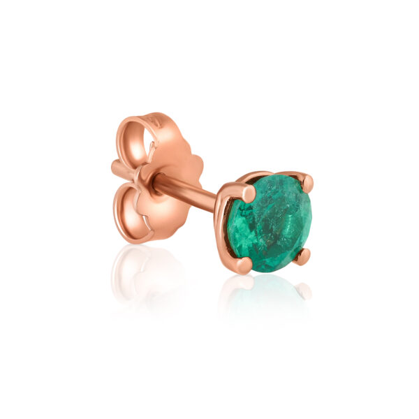 Single Emerald Round Stud Earring