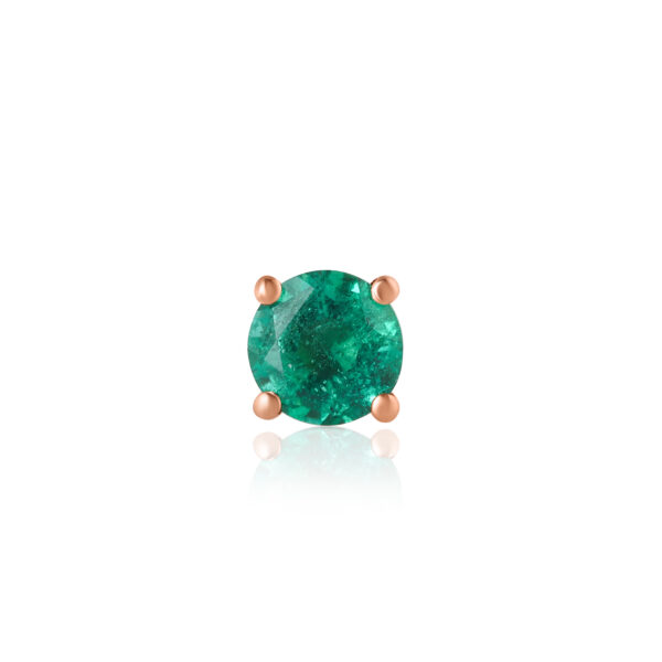 Single Emerald Round Stud Earring