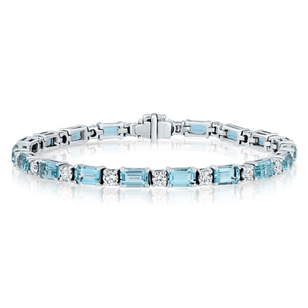 emerald cut aquamarine and diamond bracelet