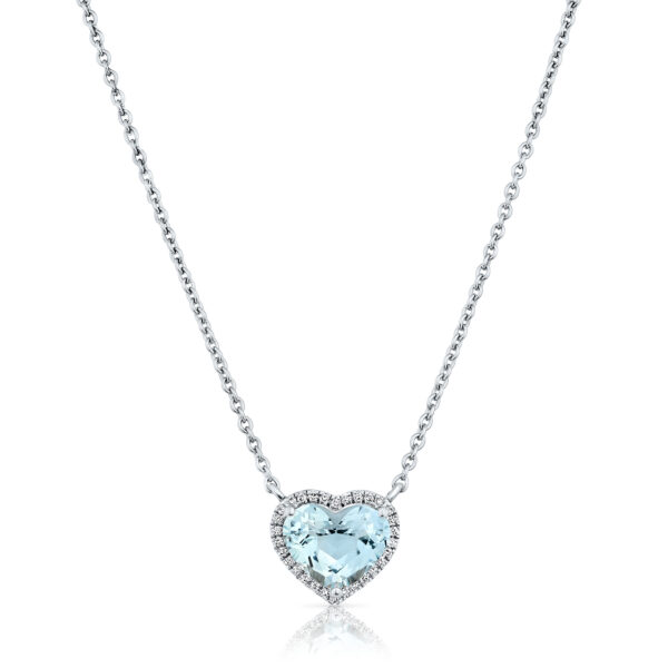 aqaumarine heart halo necklace