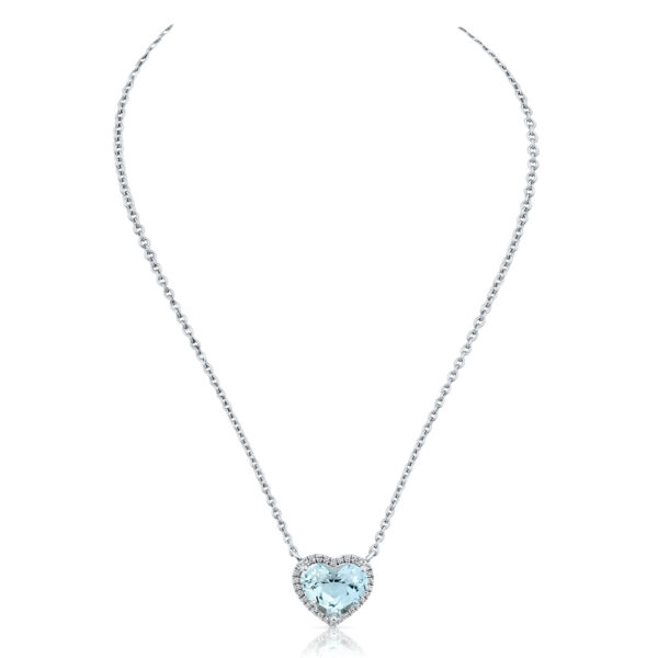 aqaumarine heart halo necklace