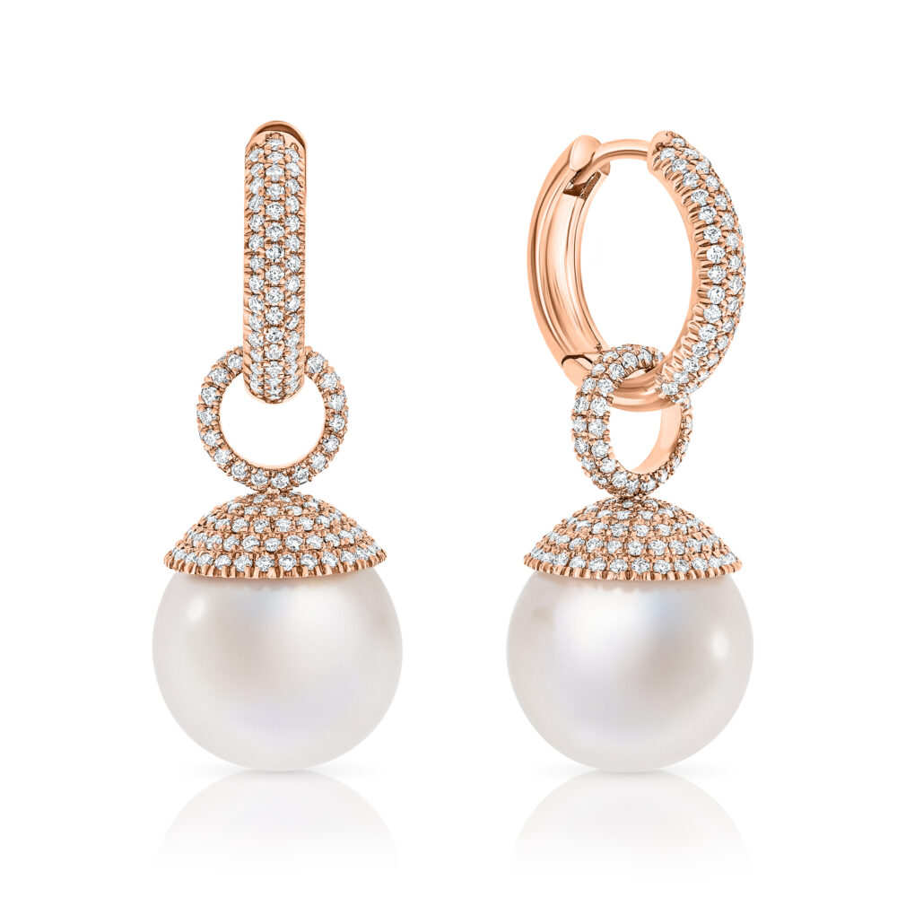 Pearls and diamond earrings