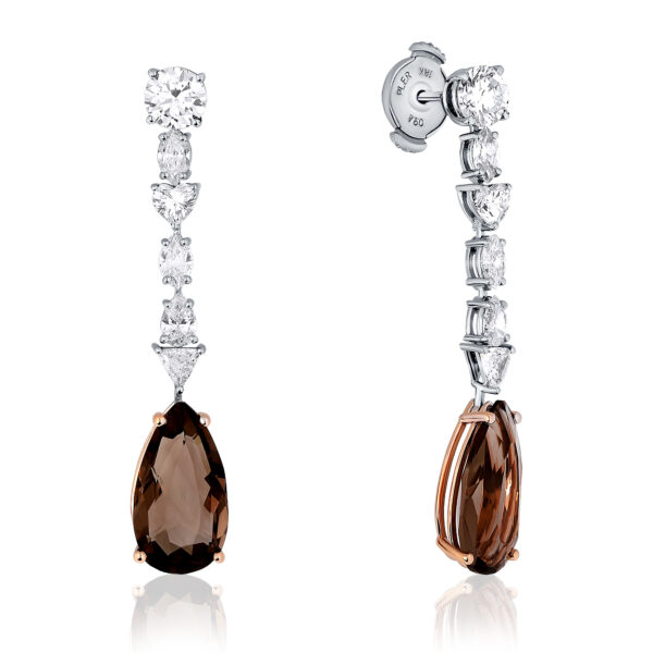 Smoky Quartz and Diamond Earrings