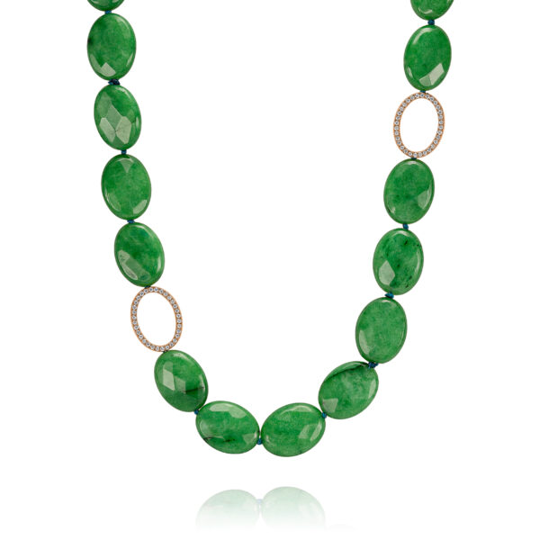 jade necklace with diamond links