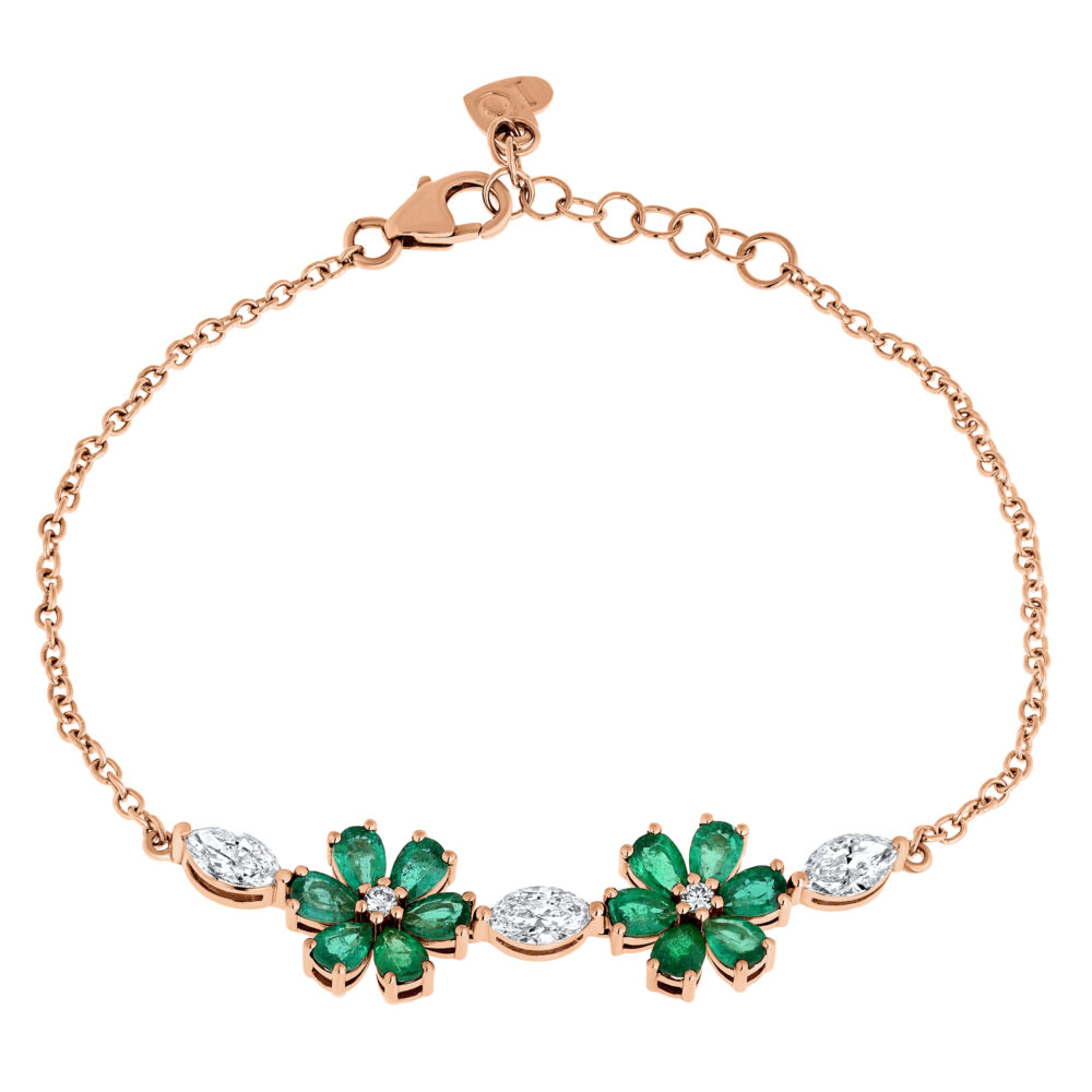 pear shape emerald and marquise diamond bracelet