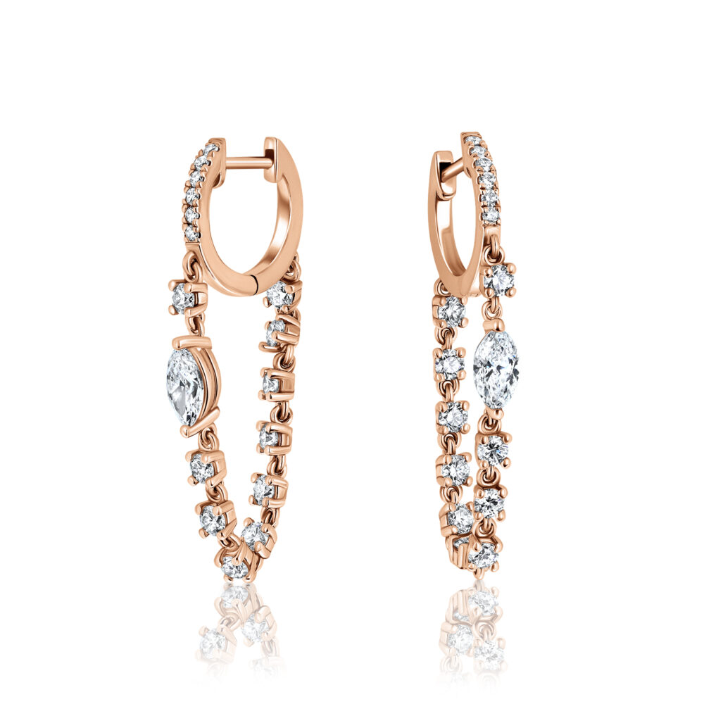 marquise & diamond chain gypsy earrings