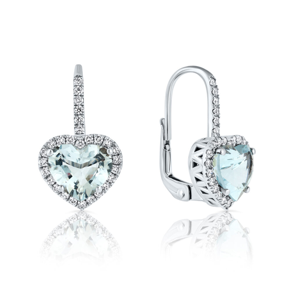 aquamarine heart shape earrings