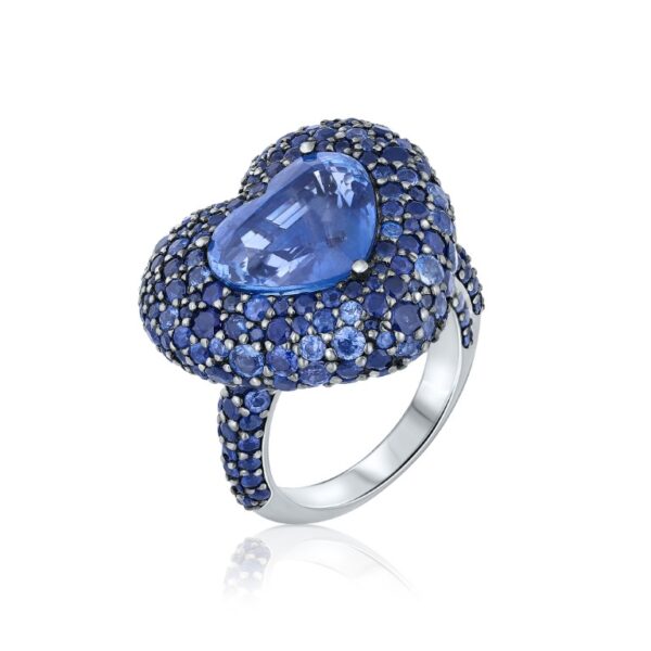 Blue Sapphire heart shape Ring