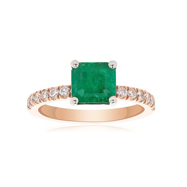 Emerald Solitaire Halo Ring