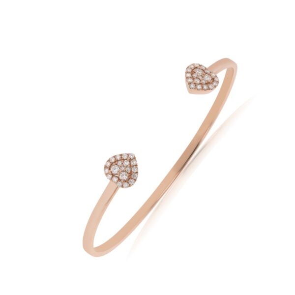 Diamond Heart Split Cuff Bracelet