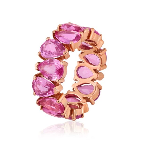 pear shape pink sapphire eternity ring