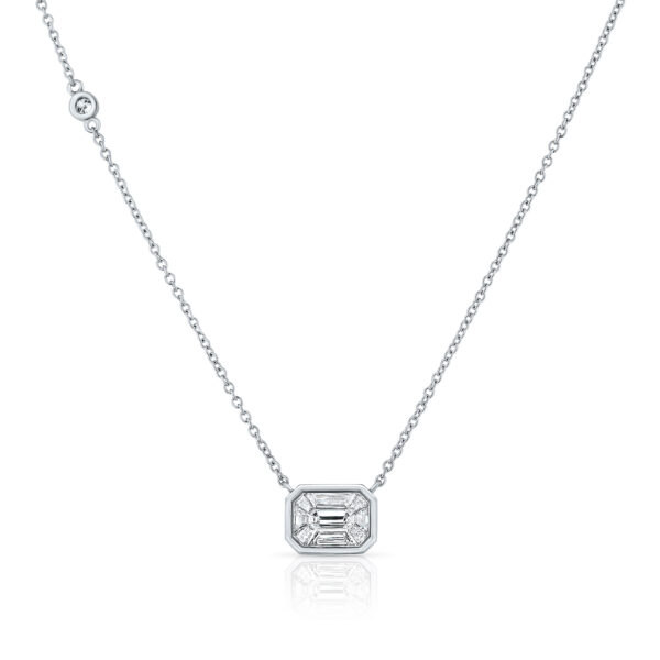 emerald cut diamond illusion Chain Necklace