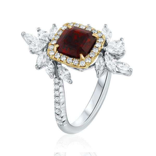 Garnet and diamond ring