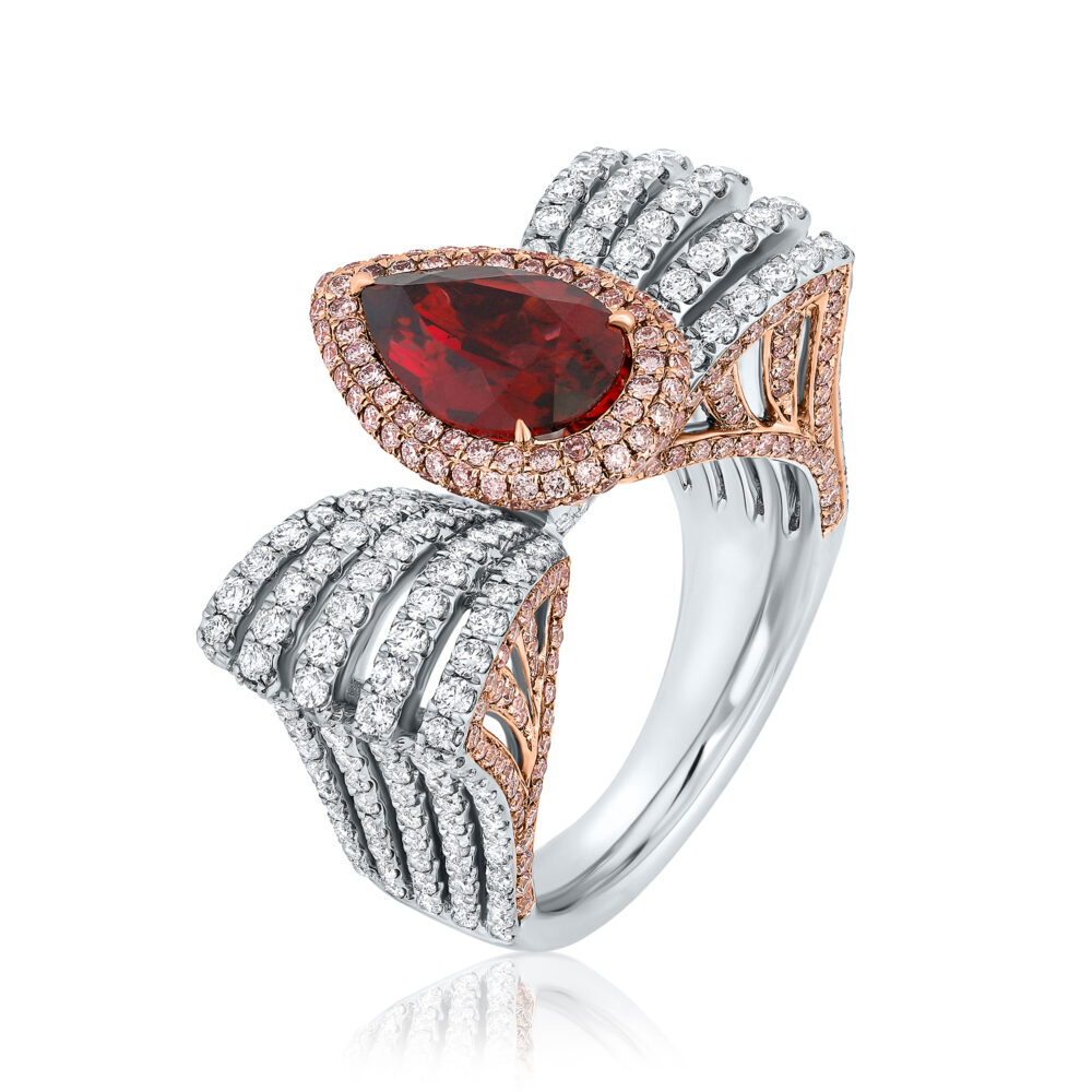 Garnet and diamonds ring