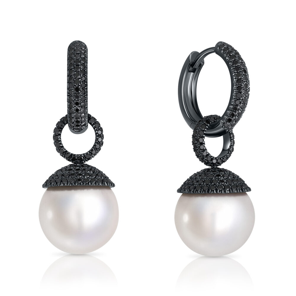 pearls and black diamond earrings