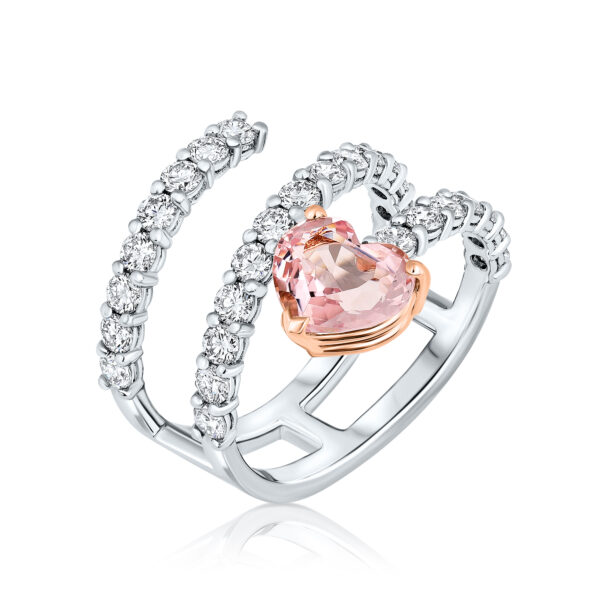 spiral diamonds and morganite ring