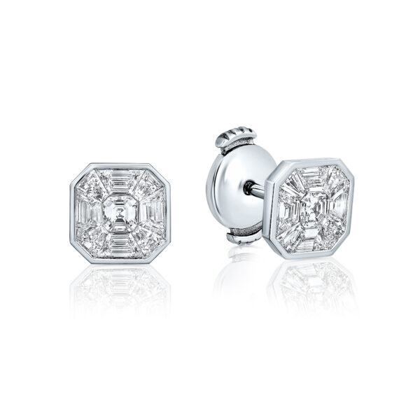 asscher cut diamond illusion studs