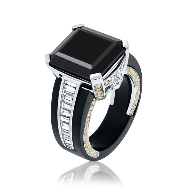 emerald cut onyx black ring