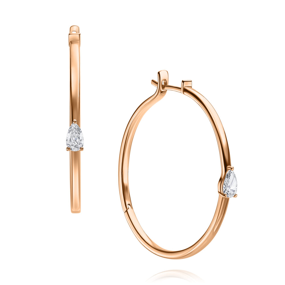 pear shape diamond hoop earrings