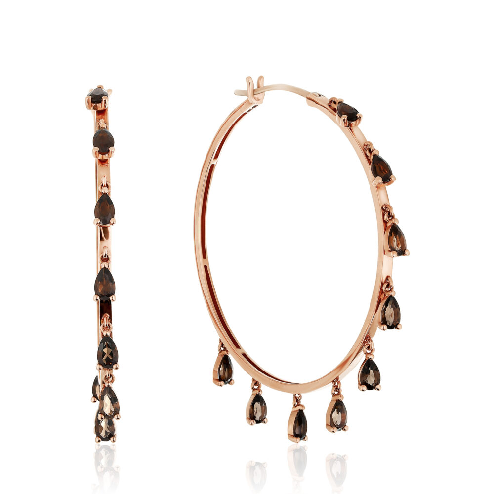 smoky quartz hoop earrings