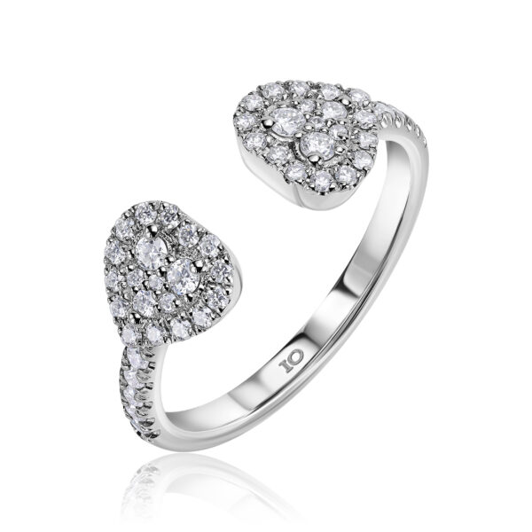 diamonds heart open ring