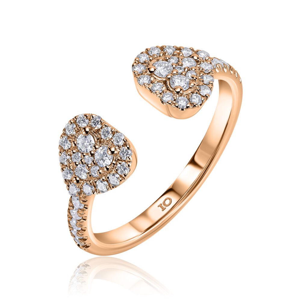 diamond hearts open ring