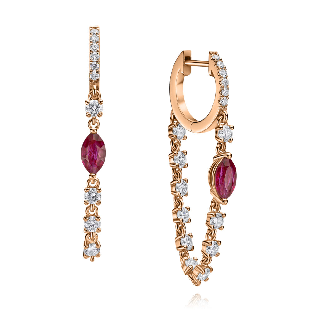 ruby & diamond chain gypsy earrings