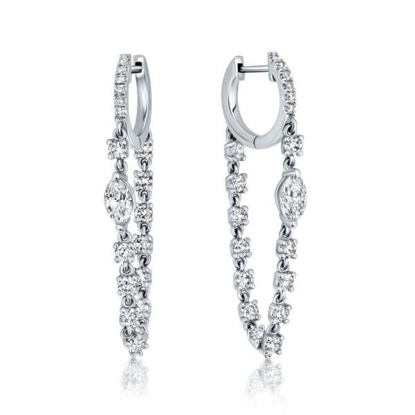 marquise and diamond chain gypsy earrings