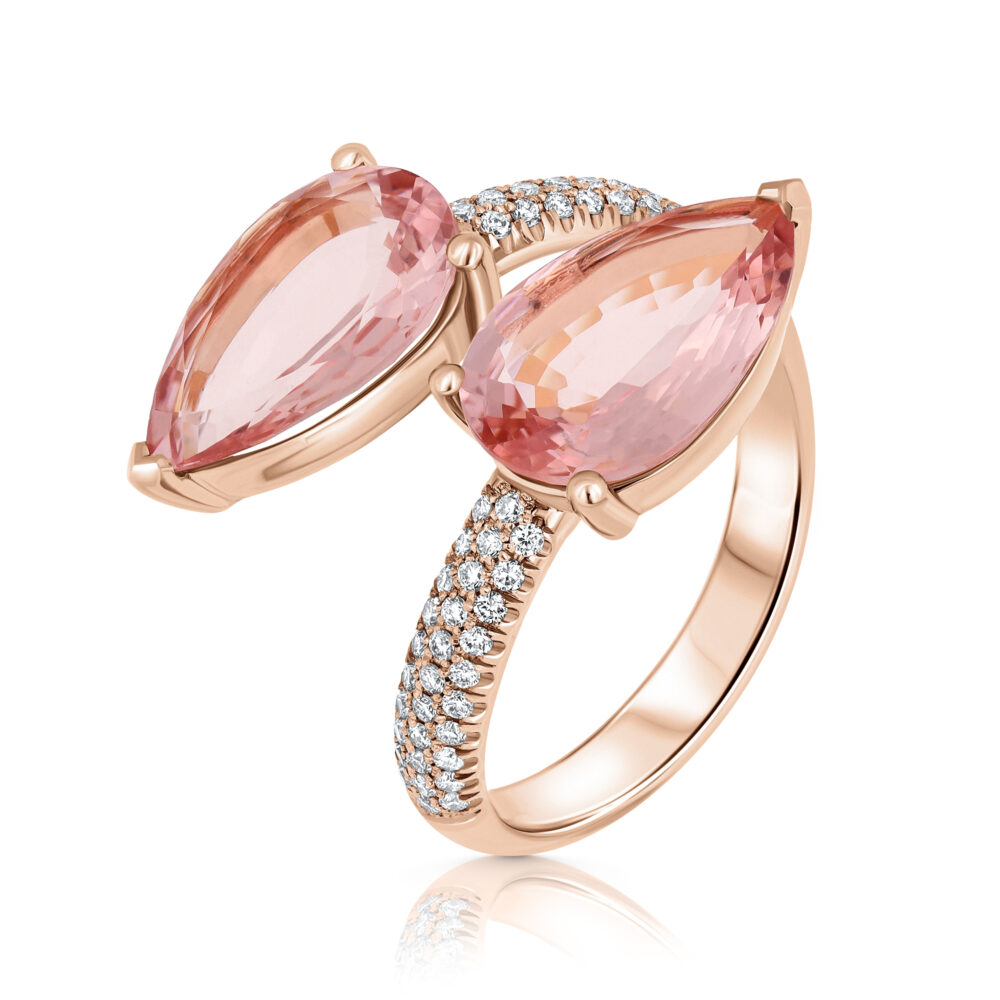 pear shpae morganite open ring