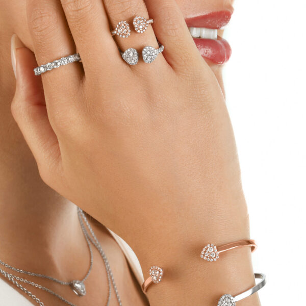 Diamond Heart Split Cuff Bracelet