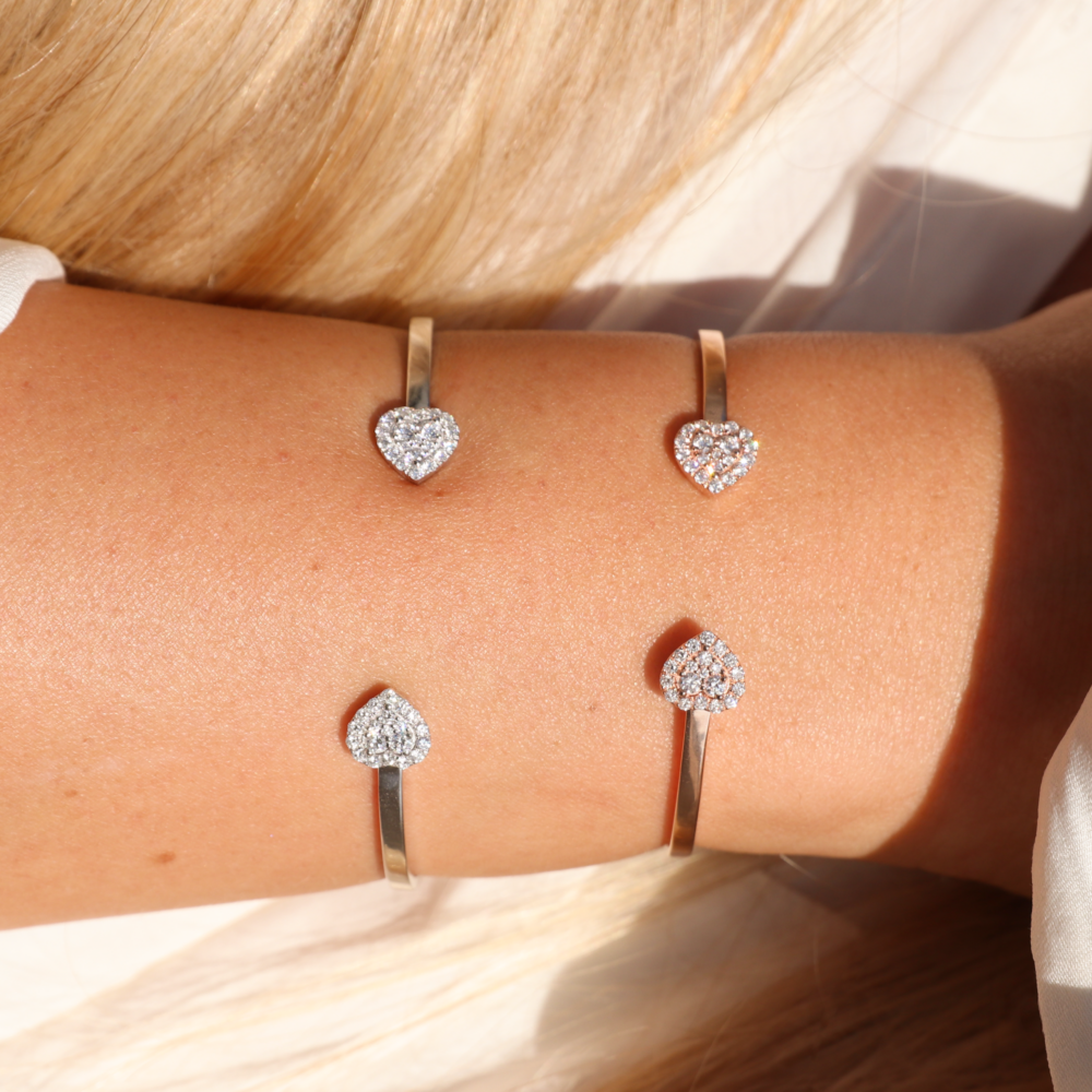 Double Diamond Heart Split Cuff